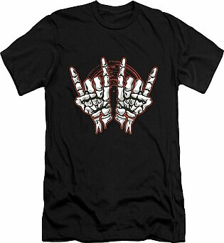 Skeleton Hands Rock on T-Shirt