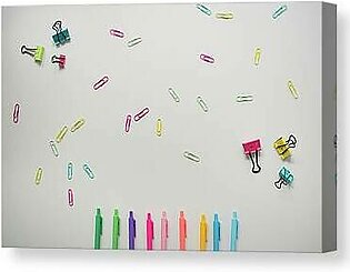Colorful Office Supply Background Image Canvas Print