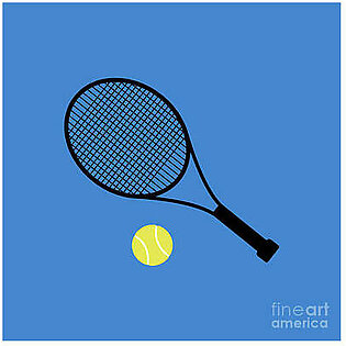 Blue Tennis Ball and Tennis Racket Poster