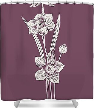 Narcissus Purple Flower Shower Curtain