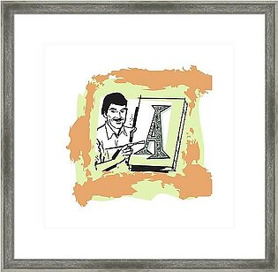 Man Painting the Letter A Framed Print