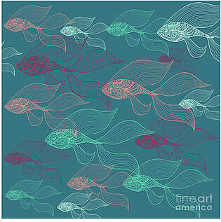 Beta Fish Animals Pattern  Art Print