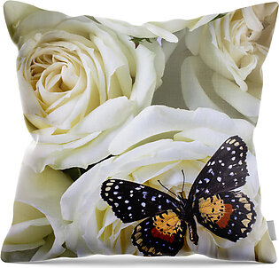 Lovely White Rose And Violin Throw Pillow