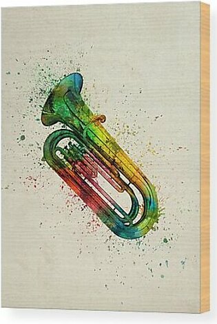 Colorful Tuba 01 Wood Print