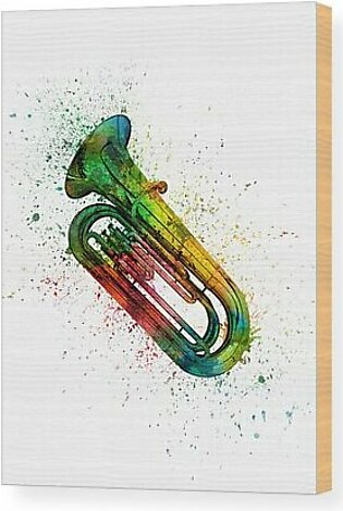 Colorful Tuba 02 Wood Print