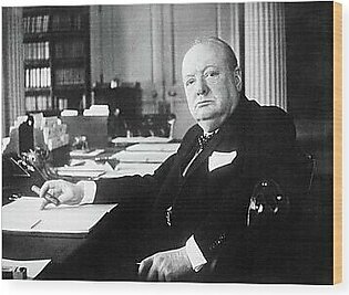 Winston Churchill As Prime Minister Wood Print