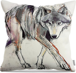 A Grey Prancing Stallion With Flowing Mane With Stallions Fighting In A Rocky Landscape Throw Pillow