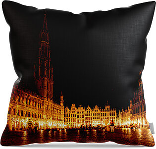 Grand Place in Black and White Throw Pillow