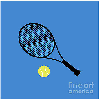 Blue Tennis Ball and Tennis Racket Ornament