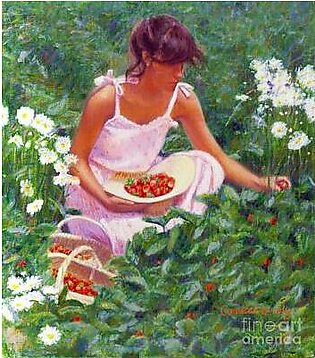 Picking Strawberries Poster