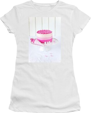 Pink-coloured Ombre Cake With Sugar Flowers For A Child's First Day At School Women's T-Shirt