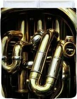 Detail of the brass pipes of a tuba Duvet Cover