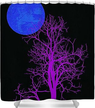 Purple Tree and Blue Moon Shower Curtain