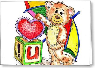 Love You Teddy Bear Greeting Card