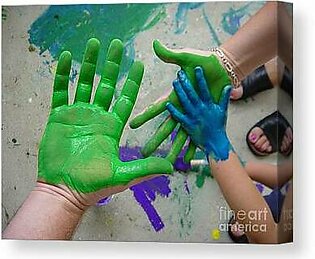 Parents and Child Paint Hands Canvas Print