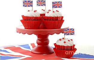 British Cupcakes with Union Jack Flags #1 Yoga Mat