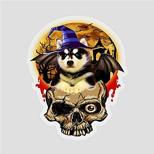 Husky Dog Halloween Day Sticker