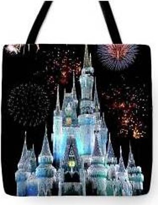 The Magic Kingdom Castle in Frosty Light Blue Walt Disney World Tote Bag