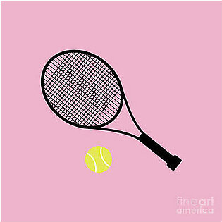 Pink Tennis Ball and Tennis Racket Poster