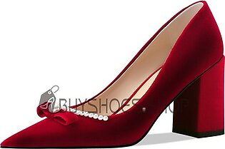 Burgundy 2023 Comfortable Wedding Shoes For Women Beautiful Shoes Mid Heel Chunky Heel Block Heel Pumps