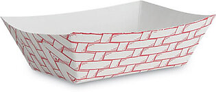 Paper Food Baskets, 1 Lb Capacity, Red/white, 1,000/carton