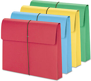 Expanding Wallet With Elastic Cord, 2" Expansion, 1 Section, Elastic Cord Closure, Letter Size, Assorted Colors, 50/box