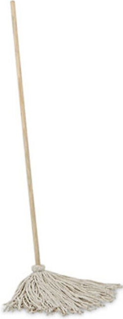 Cotton Deck Mop, #24 White Cotton Head, 50" Wood Handle, 6/carton