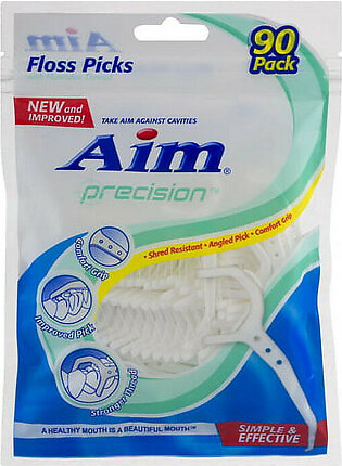Aim Floss Tooth Picks Waxed Nylon Thread, 90 Ea