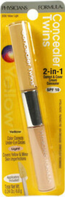 Physicians Formula Twins Cream 2-In-1 Correct And Cover Concealer, Yellow / Light - 0.24 Oz