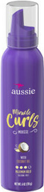 Aussie Miracle Curls Styling Mousse with Coconut And Jojoba Oil, 6.0 Oz