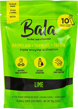 Bala Enzyme Drink Stick Packs, Lime, 10 Ea