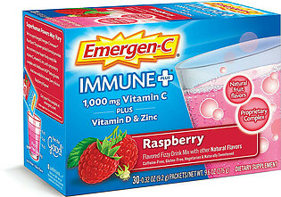 Emergen C Vitamin C Fizzy Drink Mix 1000 Mg, Raspberry Supplement - 30 Packets/Pack