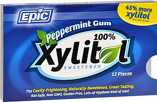 Epic Xylitol Dental Gum, Peppermint, 12 Ea