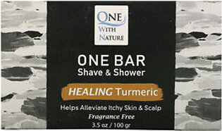 One Bar Shave And Shower Healing Turmeric Bar Soap, Fragrance Free, 3.5 Oz