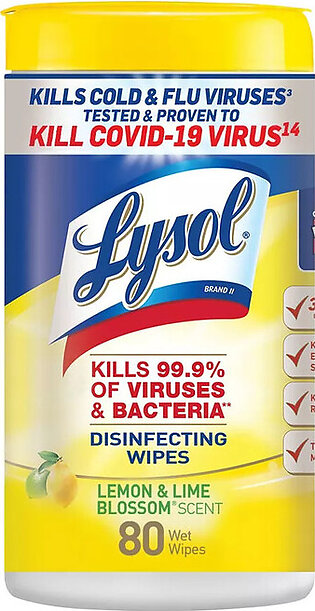Lysol Disinfectant Wipes, Lemon and Lime Blossom, 80 Ct