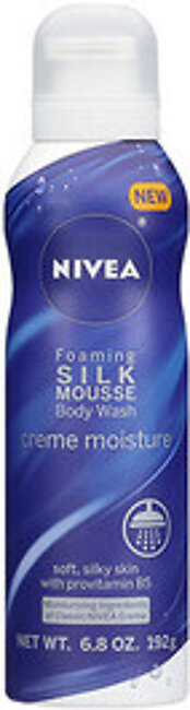 Nivea Foaming Silk Mousse Body Wash, Creme Moisture, 6.8 Oz