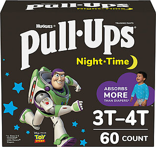 Huggies Pull Ups Boys Night Time Training Pants, Size 3T 4T, 60 Ea