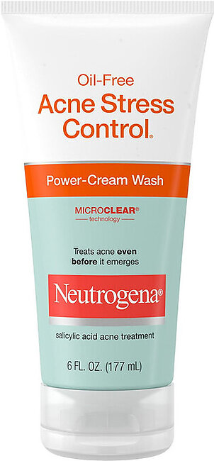 Neutrogena Oil Free Acne Stress Control Power Cream Face Wash, 6 Oz