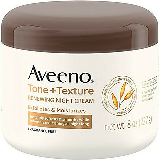 Aveeno Tone and Texture Renewing Body Night Cream, Sensitive Skin, 8 Oz