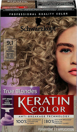 Schwarzkopf Keratin Color Permanent Hair Color 9.1, Light Blonde, 1 Ea