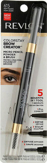 Revlon ColorStay Brow Creator Eyebrow Pencil, Soft Black, 1 Ea