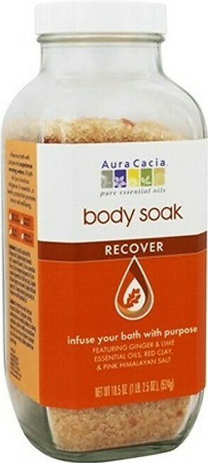 Aura Cacia Body Soak Recover With Ginger and Lime and Pink Himalayan Salt, 18.5 Oz