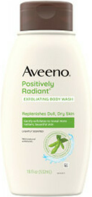 Aveeno Positively Radiant Soap Free Exfoliating Body Wash, 18 Oz