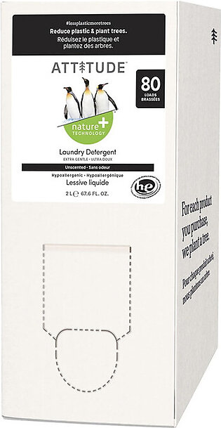 AttitudeLaundry Detergent, Unscented, 80 Loads, 67.6 Oz