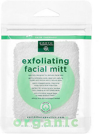 Earth Therapeutics Organic Cotton Exfoliating Facial Mitt, 1 Ea