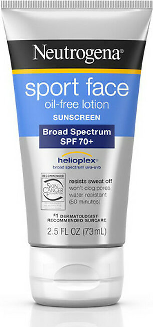 Neutrogena Sport Face Sunscreen Oil-Free Lotion, SPF 70+, 2.5 Oz