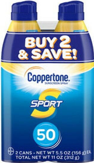 Coppertone Sunscreen Continuous Spray Broad Spectrum SPF 50, 5.5 Oz/2 Ea