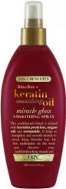 OGX Frizz Free Miracle Gloss Keratin Smoothing Oil Spray, 6.8 Oz