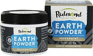 Redmond Earthpowder All Natural Tooth and Gum Powder Bentonite Clay and Charcoal Teeth Whitener, Peppermint Charcoal, 1.8 Oz
