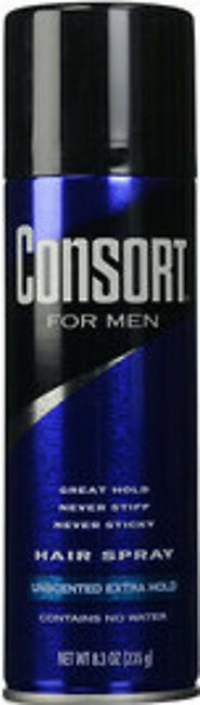 Consort Unscented Extra Hold Aerosol Hair Spray For Men, 8.3 Oz